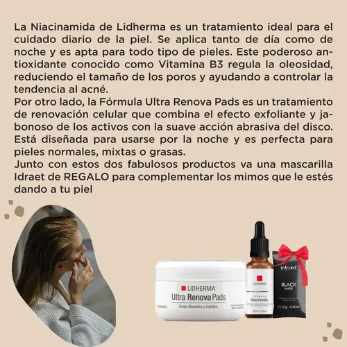 Kit Facial Lidherma Renovador Poros Niacinamida Antiacne