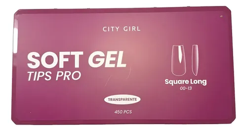 Tips Uñas Postizas City Girl Caja 510u Pro Tamaños 00-13 Tranparente Square Long Pro