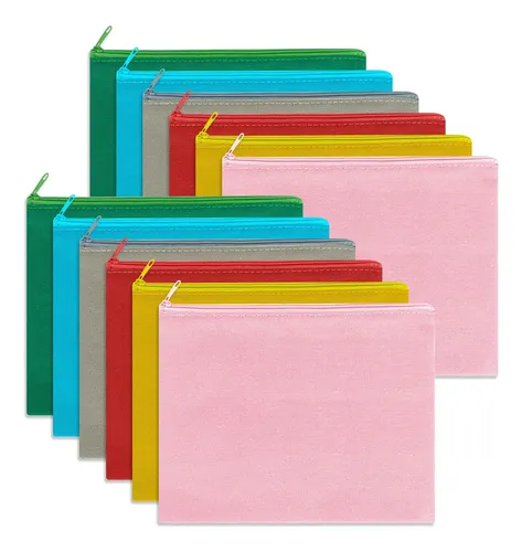 Bolsa De Maquillaje Sinzip De Lona De Algodón, 12 Piezas, Mu