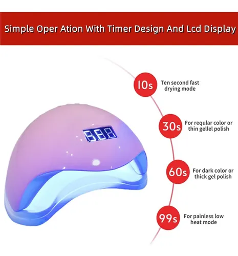 Lámpara Uv Led 48w Lishumei Para Uñas En Gel Rosa
