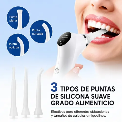 Removedor Aspirador De Caseum calculos Piedras En Las Amígdalas 3 Modos De Intensidad USB Recargable Luz LED Jeringa Espejo 3 Puntas