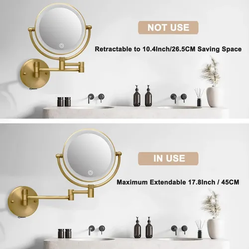 Espejo De Maquillaje De Pared Ledoole Recargable Con Luz Y