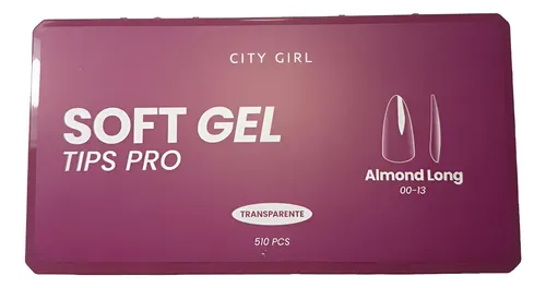 Tips Uñas Postizas City Girl Caja 510u Pro Tamaños 00-13 Tranparente Almond Long Pro