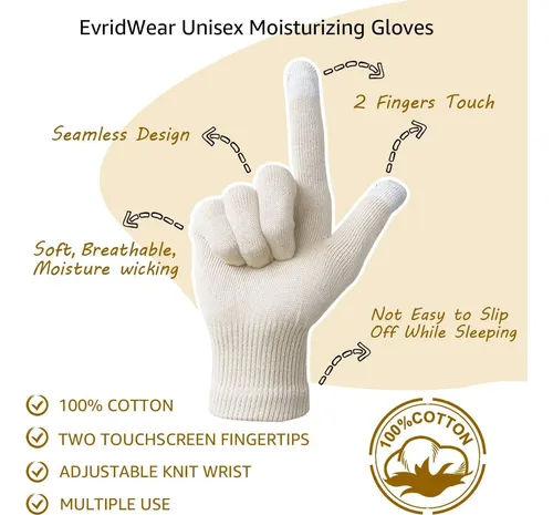 Guantes De Algodón Hidratantes Evridwear L/xl Beige Con