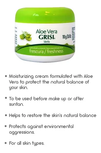 Crema Facial Y Loción Corporal Grisi Aloe Vera Freshness 112
