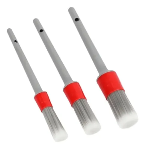 Set De Cepillos Sintéticos Suaves Para Detalles Con Ma Gray Handle With Red Ferrule And White-tipped Gray Bristles