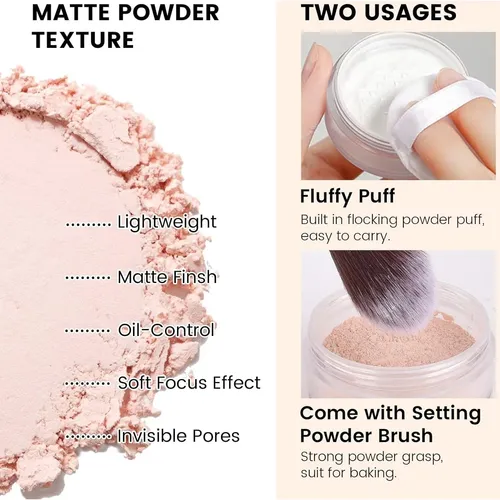Polvo Suelto Fijador Para Rostro Rosa Control De Aceite 8g