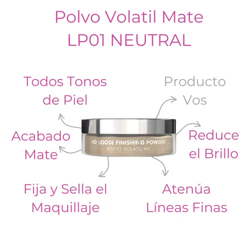 Polvo Volatil Traslúcido Mate Maquillaje Tono Lp 01 Idraet
