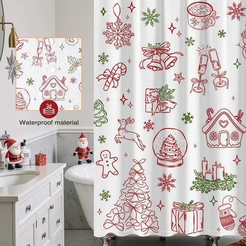 Cortina De Ducha De Navidad Para Niños Con Árbol Lindo