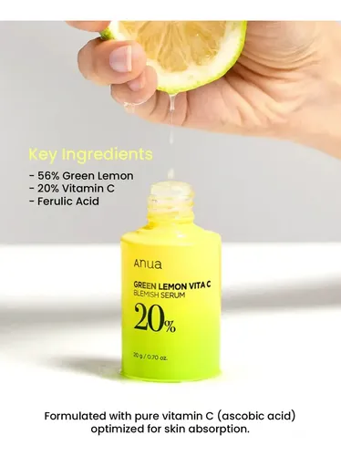 Anua green lemon vita c blemish serum 20% antimanchas día y noche todo tipo de piel