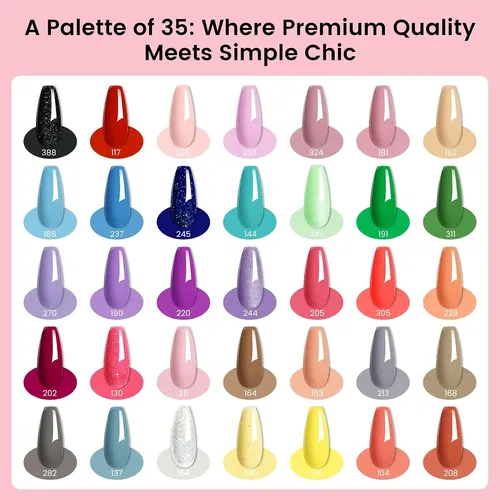 Kit Uñas Gel 35 Colores Uv Base Top Coat Brillo Mate