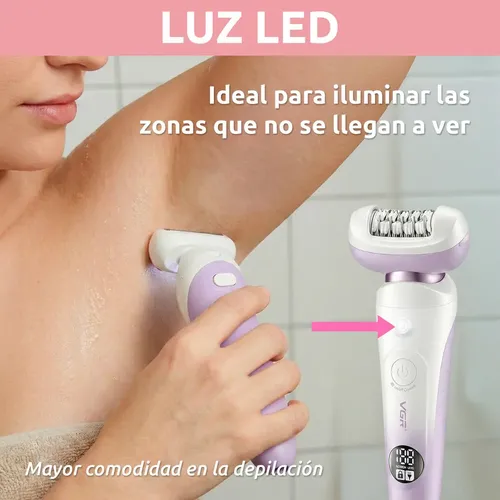 Depiladora Eléctrica Con Masajeador 5 En 1 Vgr V-750 Ipx7 Violeta