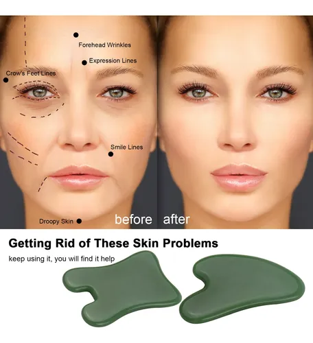 Juego De 4 Herramientas Jade Gua Sha: Raspado Facial Y Corpo