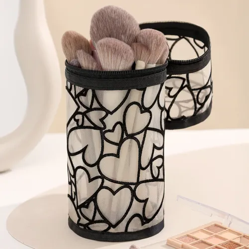 Neceser Multifuncional De Malla Negro For Maquillaje .