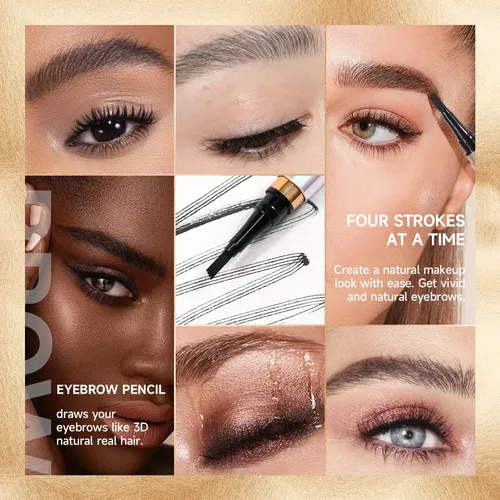 Lápiz De Cejas Microblading Gris Resistente Al Agua 4 Puntos