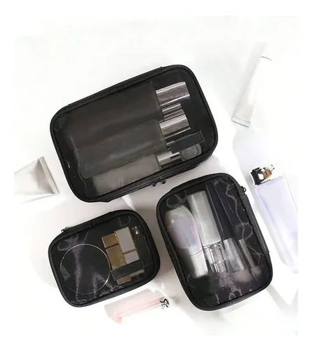 Bolsa De Maquillaje De Viaje De Gran Capacidad De Malla De N Clear L Transparent Top
