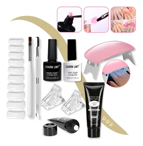 Kit X9 Polygel 30ml Cabina Pincel Capsula Dual Top Y Base