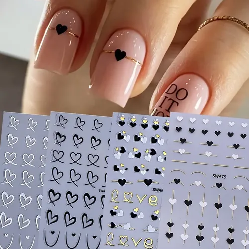 Juego De 4 Láminas De Calcomanías De Uñas Con Temática De
