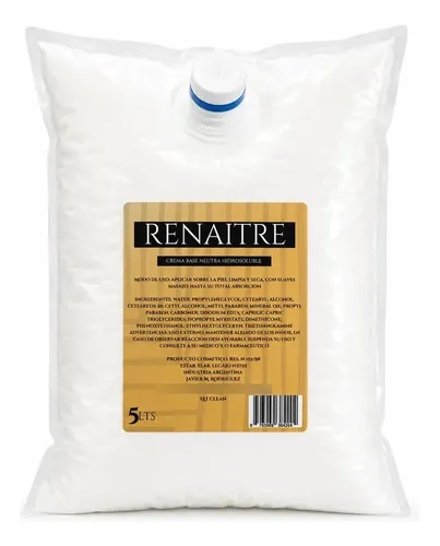 Crema Base Neutra Sachet 5kg Hidratante Hidrosoluble Masajes