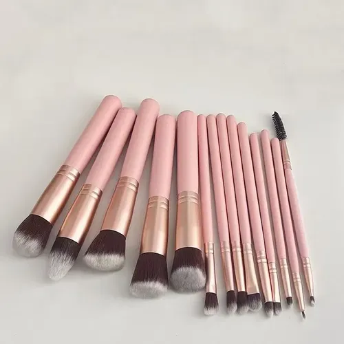 14 Pcs Set De Pinceles De Maquillaje Mango De Madera Polvo