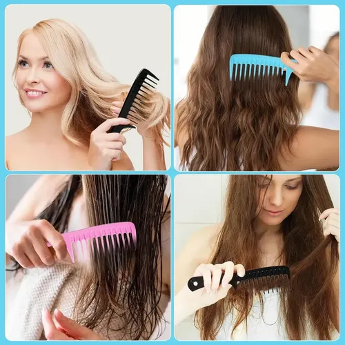 2 Peines De Dientes Anchos Para Cabello Rizado  Negro-rosa