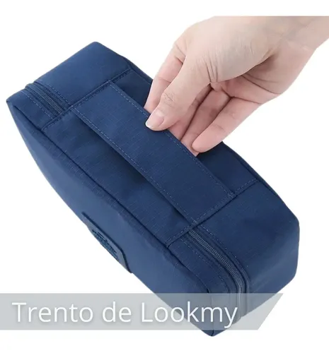 Portacosmético neceser maquillaje Negro Lookmy | necessaire organizador bolso de viaje impermeable lavable compacto | ideal maleta, valija y cartera de mujer y hombre | neceser cosméticos