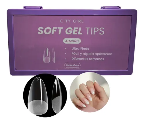 Tips Soft Gel Almendra Medianas Prelimadas Caja X600u C.girl