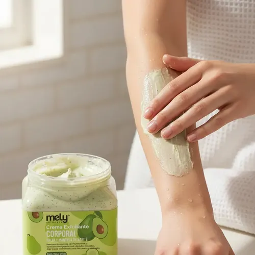 Crema Exfoliante Corporal Mely Pote Cuidado Suave 350g Palta Y Manteca De Karite
