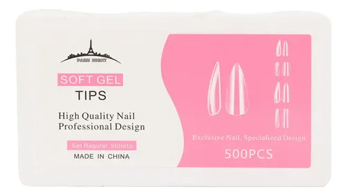 Tips Soft Gel Stilleto Paris Night X500 En Caja