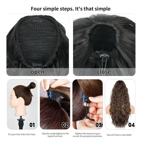 Extensión De Cabello Con Forma De Cola De Caballo Ondulada Y