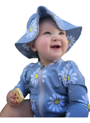Malla Enterito Bebe Gorro Protección Solar Body Agua Niños Color Margarita Talle 24 m