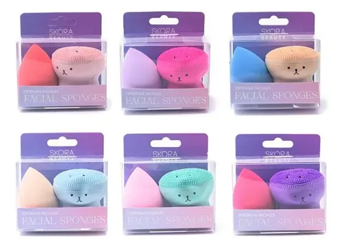 Esponjas Skora Blender Pulpito Limpiador Facial Maquillaje 6 X 4