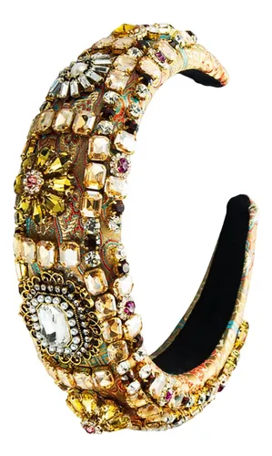 Diadema Bohemia Con Diamantes De Imitación, Aro Marrón