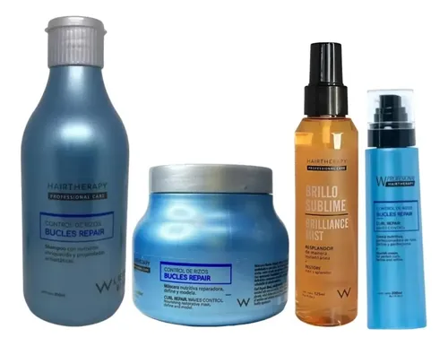 Combo Rizos Repair Hair Shampoo Mascara Crema Y Spray Brillo