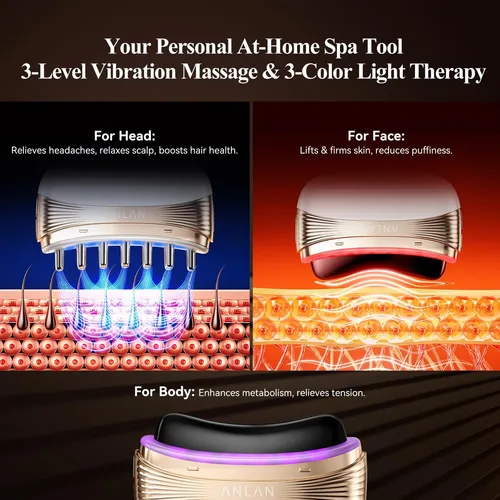 Masajeador Facial Eléctrico Anlan Gua Sha Luz Roja Blanco