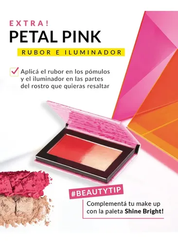 Avon Viva La Pink Paleta Rubor E Iluminador Facial – Tono del maquillaje Petal pink