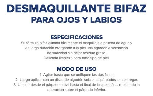 Desmaquillante Bifaz De Ojos Y Labios Dermaglós X100ml