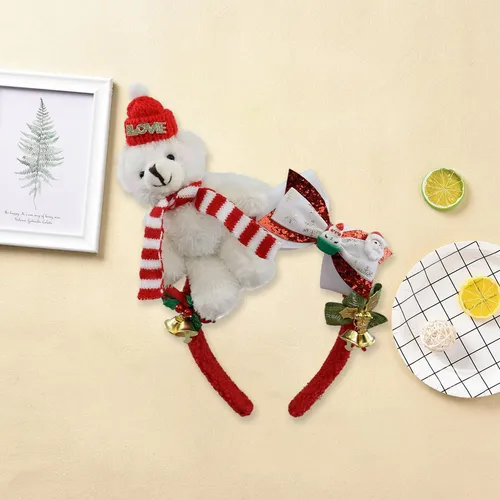 Aro De Pelo Con Forma De Oso Navideño Para Decoración De Dia
