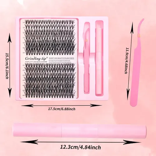 Kit Extensiones De Pestañas En Grupos Con Pinza Y Aplicador 30/40djiu-2